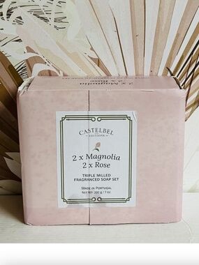 Castelbel ~ Magnolia & Rose Triple Milled Fragranced Soap Set 4 Bars 7 oz Each